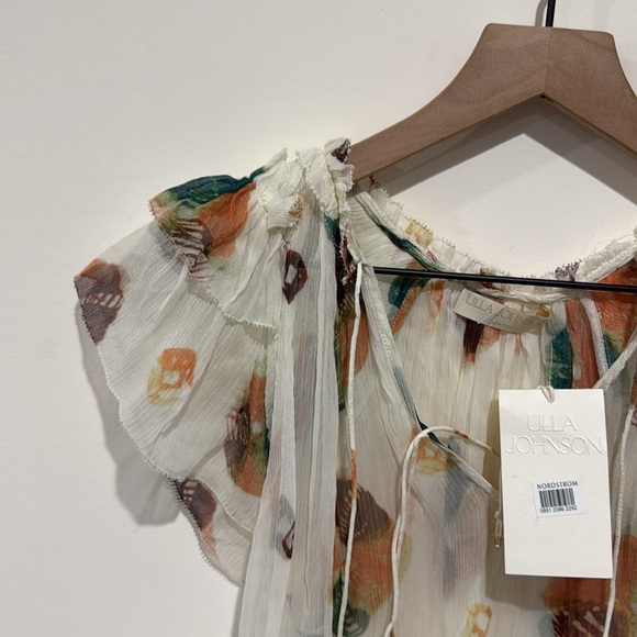 NEW • Ulla Johnson • Women’s Marilyn Blouse Printed 
White / Brown  2 / Small - Picture 3 of 4